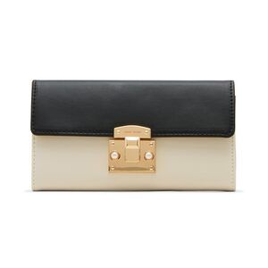 2827 Colorblocked Pushlock Continental Wallet, Parchment